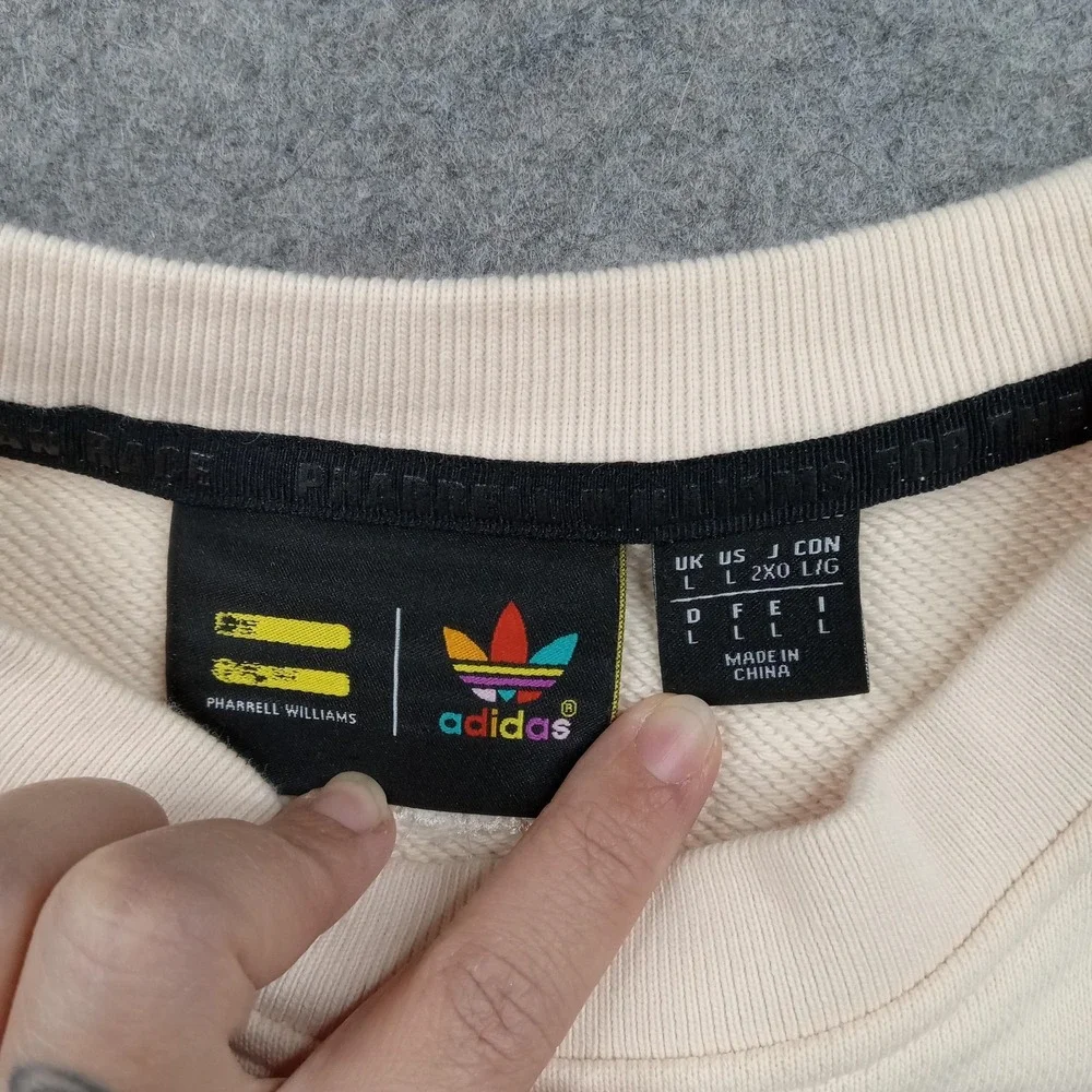 Adidas Sweatshirt Mens Large White Pharrell Williams Pullover Crewneck H58310‎